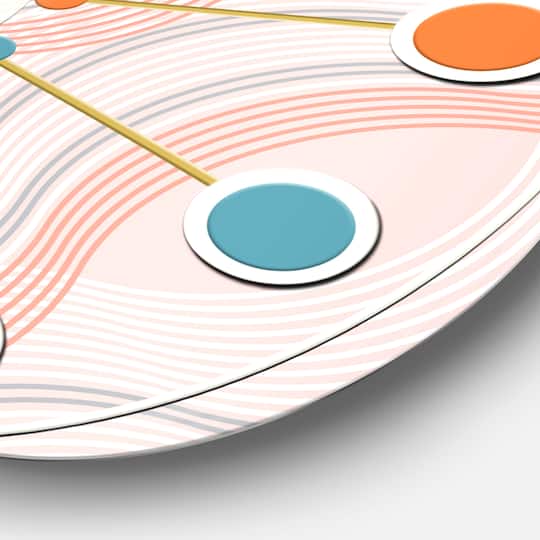 Designart 'Pink Elegant Pastel Waves Mid-Century Modern Wall Clock